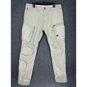 G Star Raw Pants Mens 36x32 Beige Arris Straight Tapered Ripstop Utility Cargo